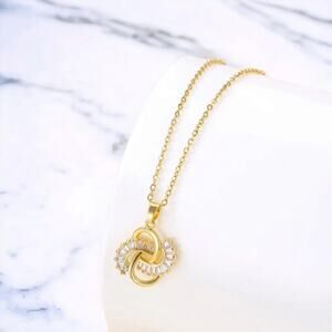 Gold Plated Stainless Steel Knot Zircon Necklace